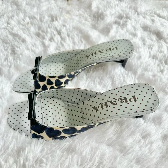 Vintage Prada SS200 Polka Dot Heart Kitten Heels - Picture 7 of 9